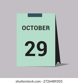 29 october calendar date icon minimal desk calendar vector illustration