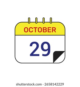 29 de outubro calendário ícone vetor ilustração design