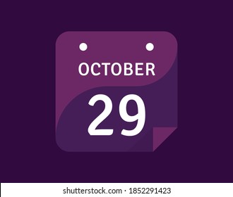 29. Oktober, 29. Oktober Icon Single Day Calendar Vektorgrafik