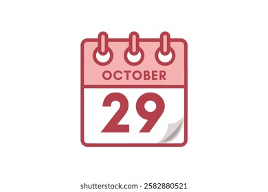 29 October month single day vector, illustration, calendar with maroon, rose and white color background calendar October 29