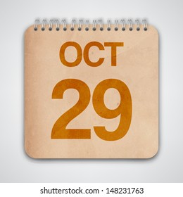 29 October on Old Notebook Vector 