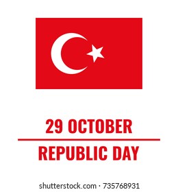 29 october republic day, card with turkey flag