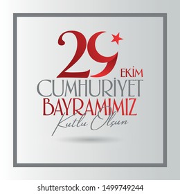 29 October Republic Day Turkey and the National Day in Turkey. (Turkish: 29 Ekim Cumhuriyet Bayramimiz Kutlu Olsun.) Billboard, Poster, Social Media, Greeting Card and Wishes Card badge template.