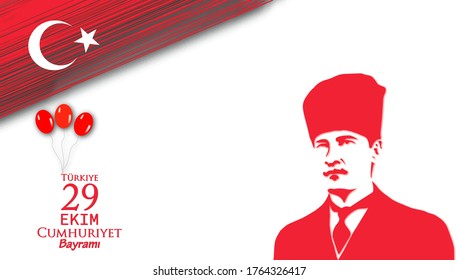 29 october Republic Day Turkey written in turkish 29 ekim Cumhuriyet Bayrami vector illustration