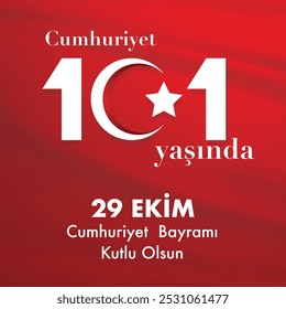 29 de outubro Dia da República da Turquia, ilustração feliz feriado (turco: 29 Ekim Cumhuriyet Bayrami Kutlu Olsun)