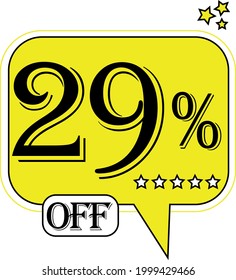 29% off Floating yellow balloon for promotional offers and discounts.