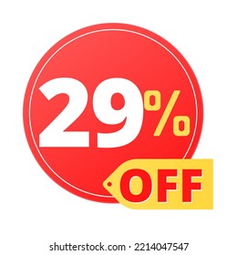 29% off limited special offer. Discount banner in red and yellow circular balloon, super discount.