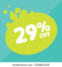 29% off per cent, percentage number in a colored circle, promotion, big sale, colorful background