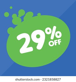 29% de descuento, porcentaje en un círculo colorido, promoción, gran venta, fondo colorido