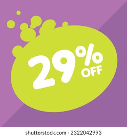 29% off per cent, percentage number in a colored circle, promotion, big sale, colorful background