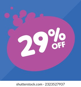 29% off per cent, percentage number in a colored circle, promotion, big sale, colorful background