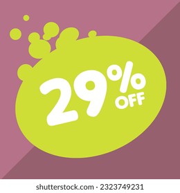 29% off per cent, percentage number in a colored circle, promotion, big sale, colorful background