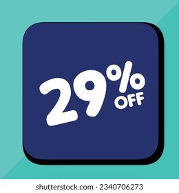 29% off per cent, percentage number in a colored circle, promotion, big sale, colorful background