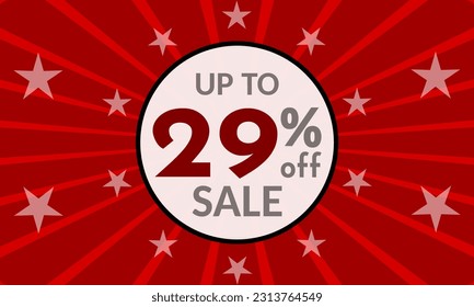 Up to 29% Off, red banner with discount for mega sales