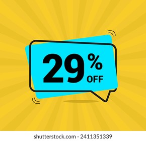 29% OFF sale. Coupon of Discount Price. Discount promotion. Banner for twenty nine percent off offers. Yellow and blue Design Template Concept. Vector illustration. svg