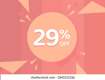 29% OFF Sale Discount Banner, Discount offer, 29% Discount Banner on pinkish background