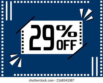 29% Off. Special offer marketing. 29% discount special sale conceptual. 29% Blue banner design.