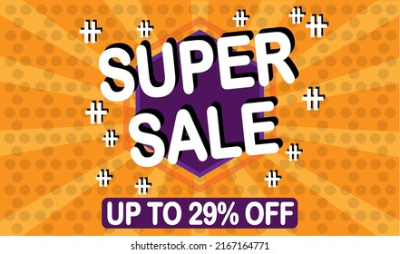 29% off. 29% Super sale modern design template. Banner orange background. svg
