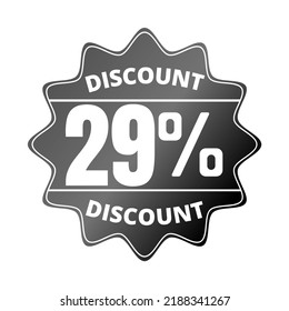 29% percent off, with black sticker design (Black Friday) and luminosity detail in the center, online discount, mega sale, vector illustration, 