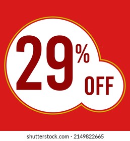 29 percent red banner with white ballons and red lettering for promotions and offers