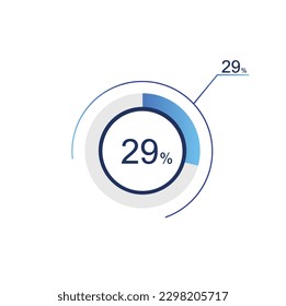 29% percentage infographic circle icons, 29 percents pie chart infographic elements for Illustration, business, web design.