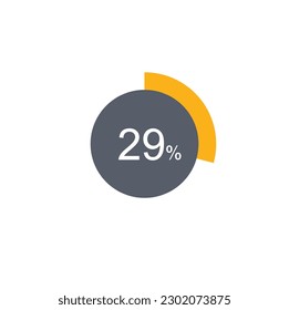 29% percentage infographic circle icons,29 percents pie chart infographic elements for Illustration, business, web design.