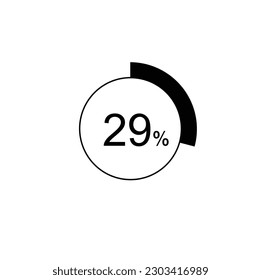 29% percentage infographic circle icons,29 percents pie chart infographic elements for Illustration, business, web design.