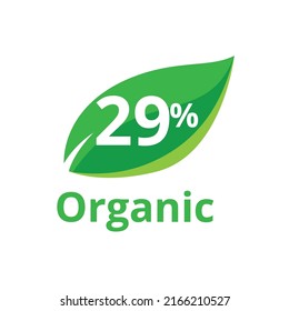 29% percentage organic product leaf shape vector art illustration with fantastic graphic