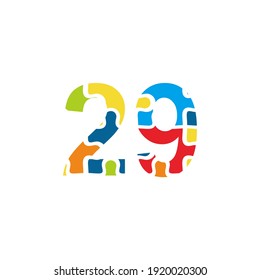 29 Puzzle number illustration. Vector Eps10