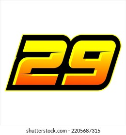 29 RACING NUMBER ORANGE YELLOW GRADIENT