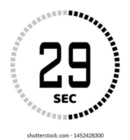 The 29 second countdown timer or digital counter timer clock vector icon. Stopwatch vector icon, digital timer.   For smartphone UI or UX countdown timer design.