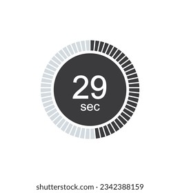29 seconds timers Clock, Timer 29 sec icon.