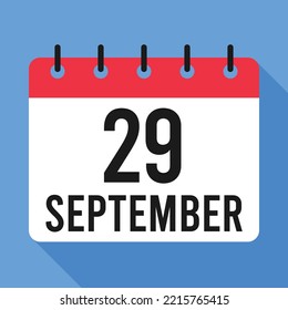 29 September Calendar. Blue Background. Vector Calendar.