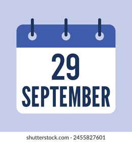 29 September Calendar, Isolated Vector Calendar.