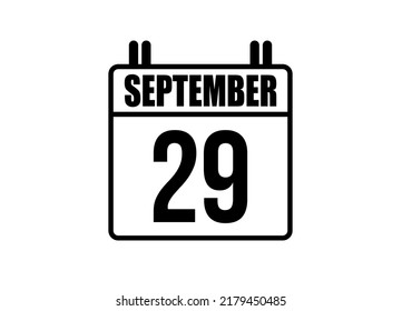 29 September calendar. Simple calendar page for the month of September. Black vector on white background.