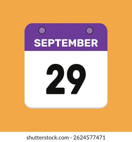 29 september calender icon text page monthly web design.