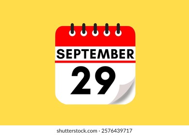 29 September month single day vector, illustration, calendar with red, black, white and yellow color background calendar September 29
