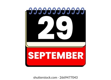 29 September month single day vector, illustration, calendar with red, black, yellow and white color background calendar icon of September 29