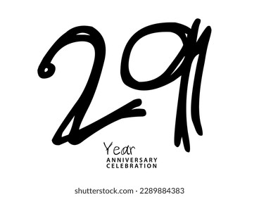 29 year anniversary celebration black color logotype vector, 29 number design, 29th Birthday invitation, anniversary logo template, logo number design vector, calligraphy font, typography logo