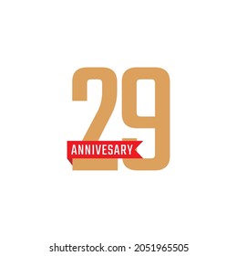29 Year Anniversary Celebration with Red Ribbon Vector. Happy Anniversary Greeting Celebrates Template Design Illustration