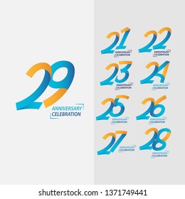 29 Year Anniversary Celebration Set Vector Template Design Illustration