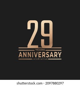 29 Year Anniversary Celebration with Thin Number Shape Golden Color for Celebration Event, Wedding, Greeting card, and Invitation Isolated on Dark Background