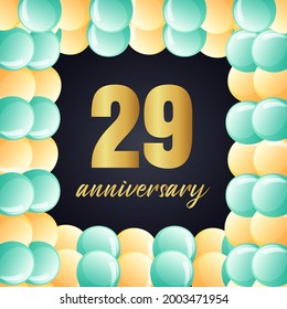 29 años de celebración, diseño vectorial para celebraciones, tarjetas de invitación y tarjetas de felicitación