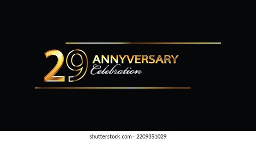 29 Year Anniversary celebration Vector Design. 29th Anniversary celebration. Gold Luxury Banner of 29th Anniversary celebration. twenty-nine celebration card. Vector anniversary