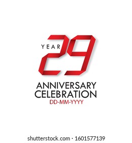 29 year anniversary, Red Dark Contour color with Speedy Design minimalist logo vector illustration on white background - Vector