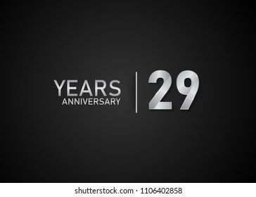 29 year anniversary silver design for celebration event isolated on black background 
