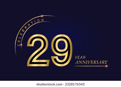 29 year anniversary vector banner template.Dark Blue Golden Royal anniversary Graphics Background.Growing Elegant Shine Spark. Luxury Premium Corporate Abstract Design Template.modern Shape Post.
