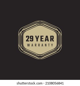 29 Year Anniversary Warranty Celebration with Golden Color for Celebration Event, Wedding, Greeting card, and Invitation Isolated on Black Background