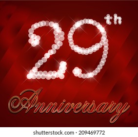 29 year happy birthday card, 29th anniversary sparkles - vector EPS10