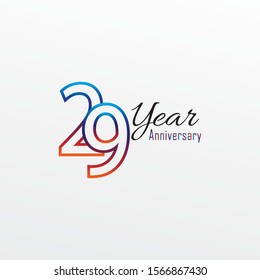 29 years anniversary celebration blue and orage Color Design logotype. anniversary logo isolated on White background, vector Horizontal number design for celebration -vector